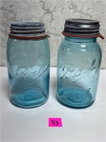 Vtg Aqua Quart Ball Jars