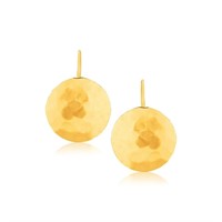 14k Gold Hammered Texture Disc Drop Earrings