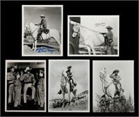 FIVE CLAYTON MOORE SIGNED LONE RANGER PHOTOGRAPHS
