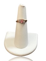1.00ct Pink & White Diamond Aged Gold Ring