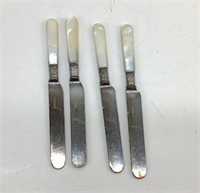4 antique Hallmarked mother of pearl butter knives