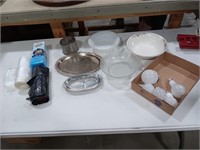 Trash bags, Light bulbs,  metal Trays & bowls