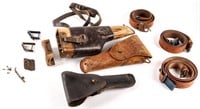 Lot of Vintage Military Pistol Holsters & Leather