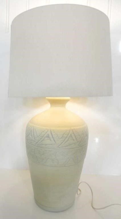 SQUARE SHADE CERAMIC 27" TABLE LAMP-WORKING