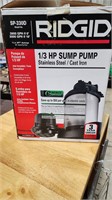 Ridgid 1/3 hp Stainless Sump Pump..NIB