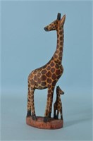 Wooden Giraffe w/ Baby