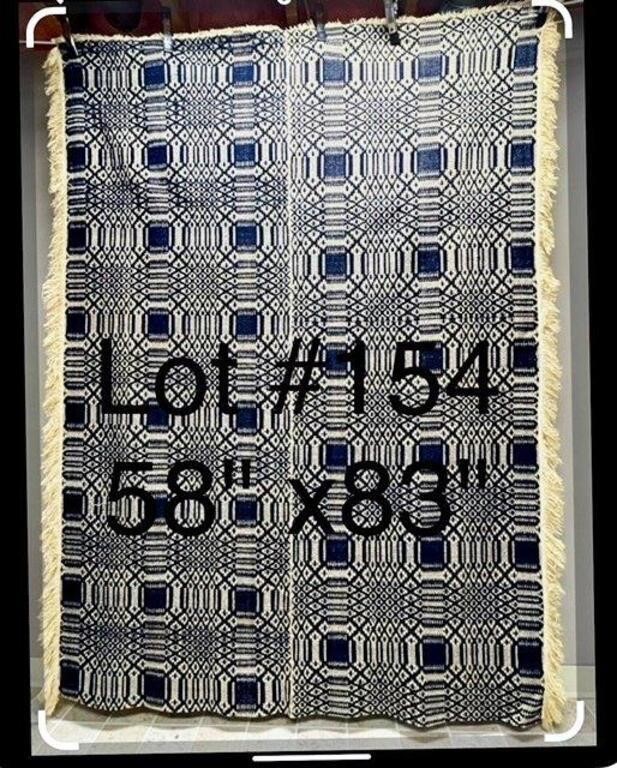 ANTIQUE 19TH C. WOVEN WOOL COVERLET.