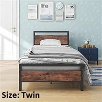 SEALED-BOFENG Twin Bed Frame with Wood Headboard F