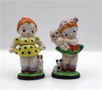 Occupied Japan Kitsch Polka Dot Child Figurines