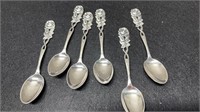 German Rose Pattern Spoons Set Of 6 - 100 Silver P