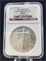 Silver Eagle NGC MS69 First strike 999 Silver
