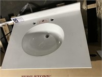 30" White Cultured Marble Vanity Top