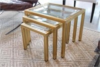 NEST OF 3 TABLES WITH BEVELED GLASS