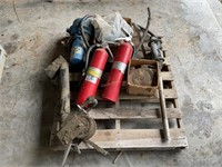 Pallet--fire extinguisher, winch, fuel pump