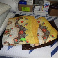 2 VINTAGE QUILTED BEDSPREADS 74 x 70 (NOT QUILTS>>