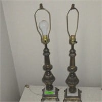BRASS? & MARBLE TABLE LAMP 29"