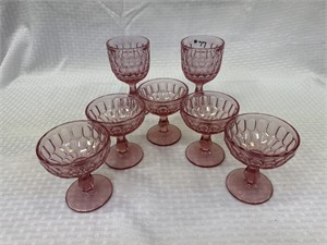 Thumbprint Colonial Pink Champagne/Wine Glasses,