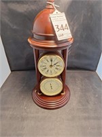 Cherry Wood Mantel Desk Clock Thermometer