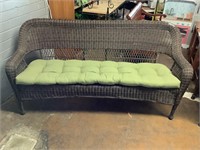 Woven Resin Patio Sofa W/Cushion, 75in Long