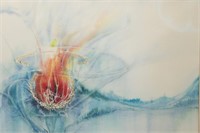 Richard Luehrman "Burning Bush" Watercolor
