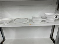 Corning bowls and pie plate and Corelle plates