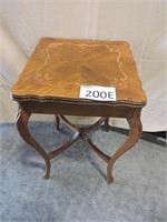 Antique Wood Inlaid Side Table Plant Stand