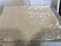 Crocheted White 54 x 88 Coverlet Table Cloth