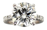 14k Gold 8.63 ct Round VS Lab Diamond Ring