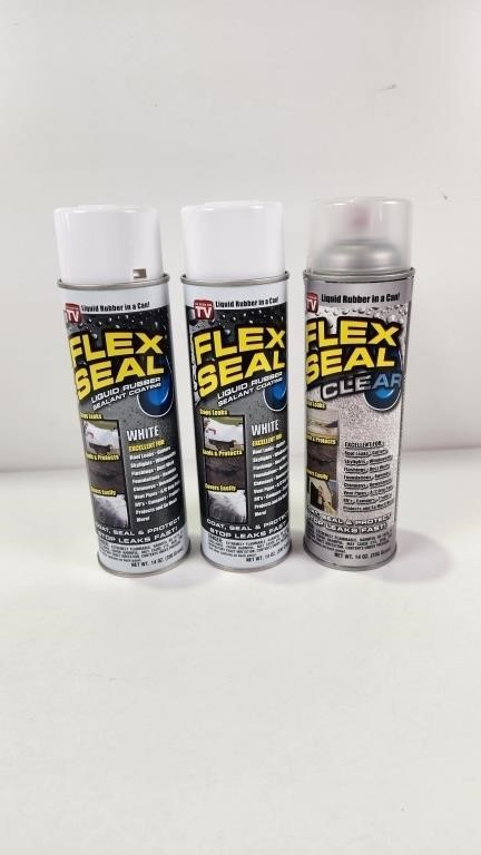 (3) Cans of Flex Seal (2 White 1 Clear)