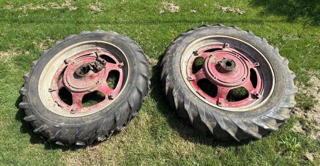 2 Tractor Tires and Rims, 12.4-38, Goodyear tires