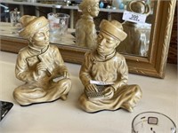 Pair of 11 Inch Plaster Oriental Figurines
