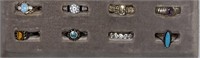 LOT OF 8 STERLING SILVER RINGS, SOME VINTAGE.
