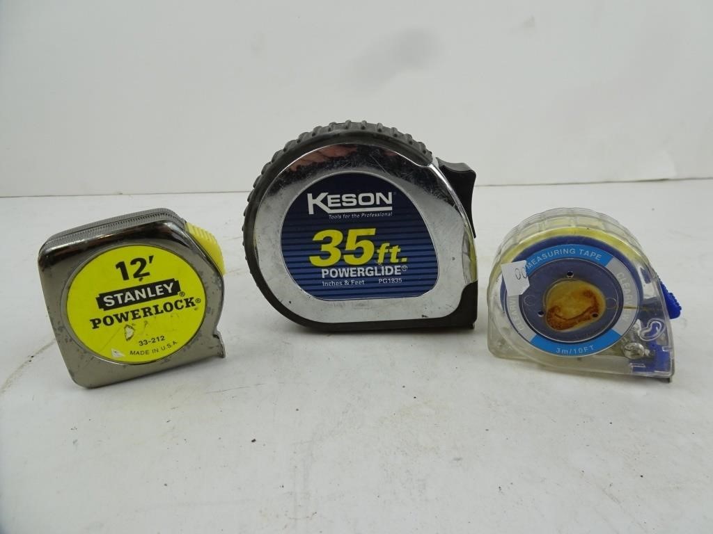 Lot of 3 Tape Measures - Stanley Keson Clearview