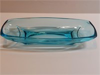 Light Blue Hazel Atlas Colony Pattern Pickle Dish