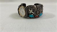 Large Vintage Sterling Apachito Turquoise Red