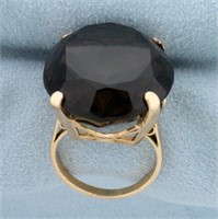 Vintage 50ct Smoky Topaz Statement Ring in 18K Yel