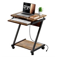 ZERDER Small Computer Desks with Power Outlet, Z-S