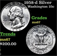 1958-d Washington Quarter Silver 25c Grades GEM++