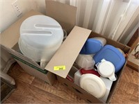 2 boxes w/plastic items