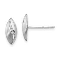 Sterling Silver Satin/Polished Diamond Earrings