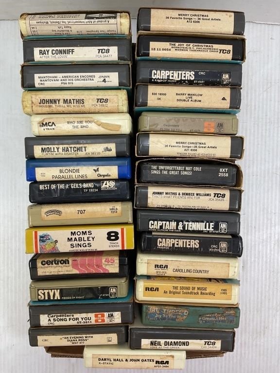 29 EIGHT TRACK TAPES - STYX, CARPENTERS, MOLLY