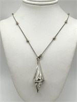 Vintage Sterling Silver Seashell Necklace