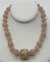 1950's Baby Pink Lucite & Floral Necklace