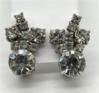 1940's Brilliant Prong Set Rhinestone Earrings