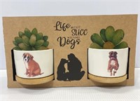 Life would Succ without dogs mini planter pots
