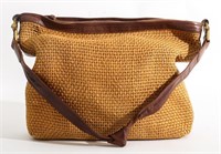 Bottega Veneta Woven Raffia & Leather Handbag