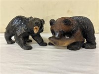 2 Carved Wooden Bear