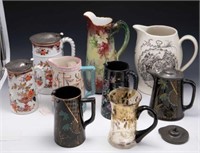 Lot of Antique Pitchers, Mostly English.