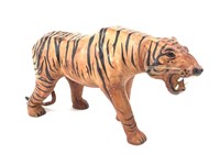 Painted Leather Covered African Tiger Statuette