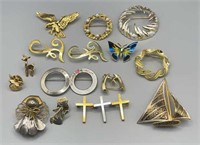 Lot of 18 costume Jewelry Pins